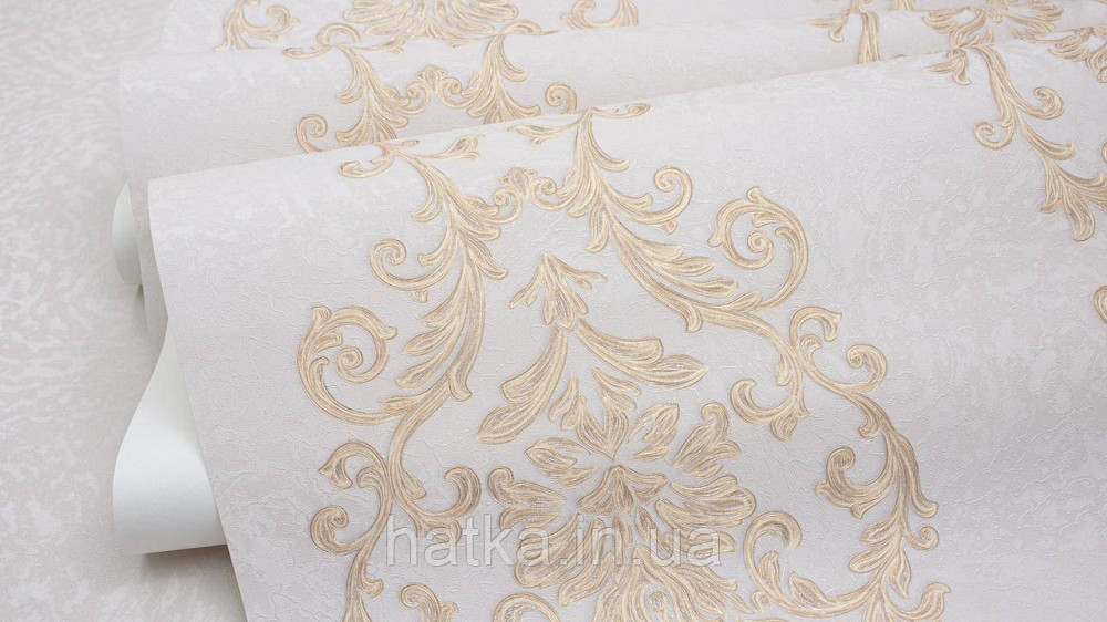Шпалери метрові вінілові на флізеліні Sintra Classic класика вензелю візерунки структурні золотисті на кремовому 454732 Київ - фото 4