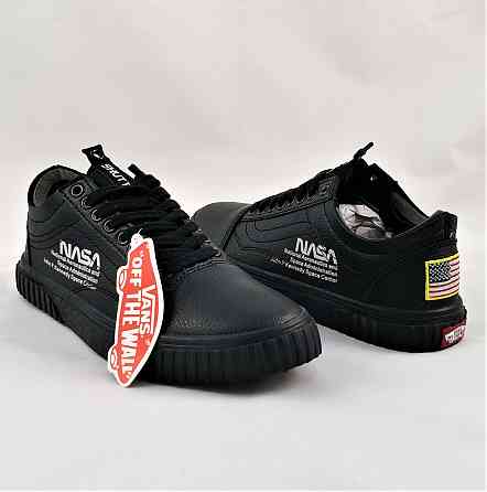 Кроссовки NASA Shuttle Ванс Чёрные Кожаные Кеды Вэнсы (размеры: 39,42) Днепр