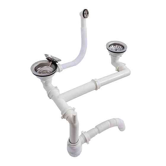 Сифон подвійний для гранітних мийок з переливом VALESO (арт. 840) Коломыя