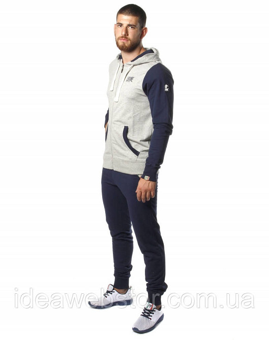 Спортивний костюм чоловічий Leone Fleece Grey Blue M сіро-синій утеплений костюм для спорту тренувань і повсякденного носіння Київ - фото 10