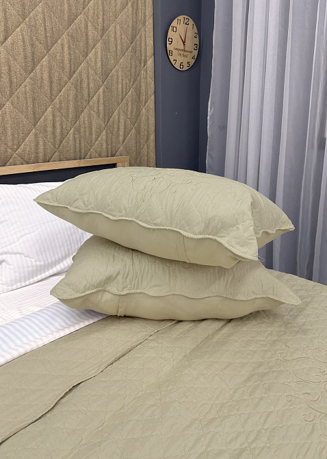 Покривало стьобане з наволочками Expo Trade ромб 220x220 (+-10 см) бежевий (85-163) Київ - фото 8