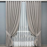 Комплект штор VR-Textil Льон Мішковина 200х270 2шт і Тюль 600х270 867ш-1708т Світло-сірий з білим 71-181/7