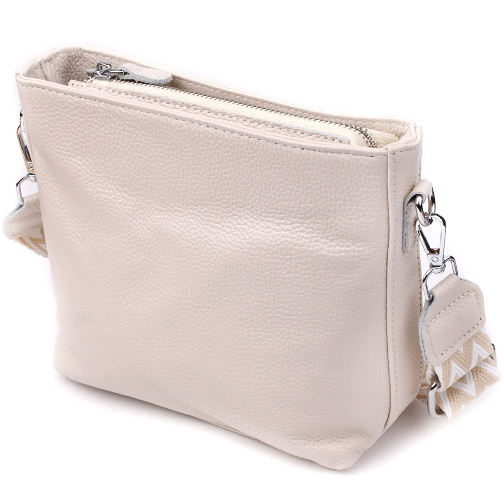 Повседневная плечевая сумка из натуральной кожи Vintage 22915 Белый Киев - изображение 2