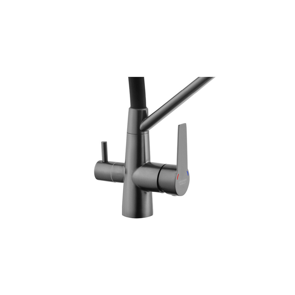 Смеситель для кухни с подключением к фильтру Kroner KRP Edelstahl Klassisch - PVD03817BLK черный/графит Киев - изображение 5