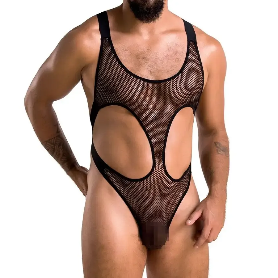 Чоловіче сітчасте боді Passion 040 LEON XXL/XXXL Black, сітка, резинки Львів - фото 1