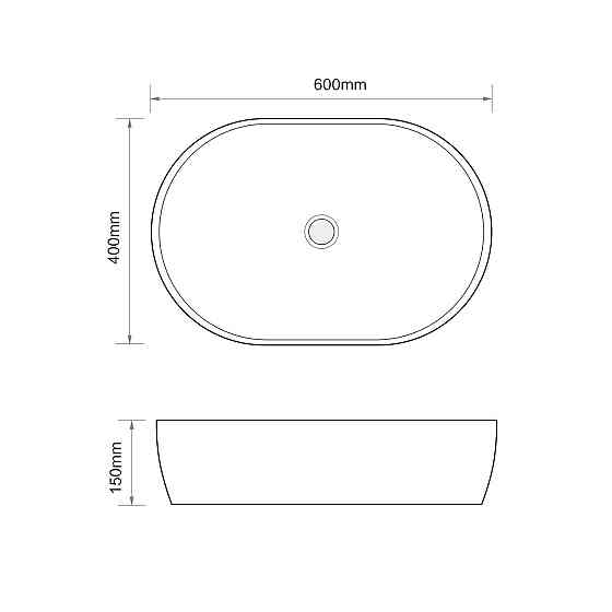Раковина накладна MIXXUS PREMIUM ELLIPSE-0105 MARBLE-BLACK 600х400х150mm   ( MP6565 ) 39648 Харків