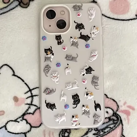 Стикеры котики 3D – большой набор для декора телефона, тетради, ноутбука (22×9.5 см) Киев