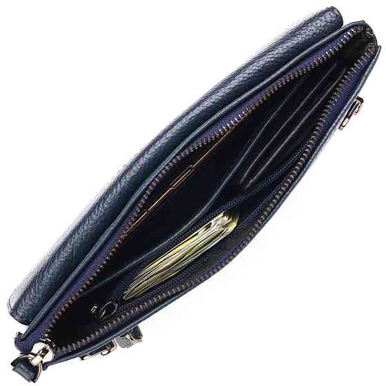 Чоловічий клатч з натуральної шкіри Синій (CANPELLINI) Київ