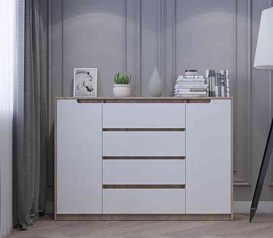 Великий комод для дому Еверест Мікс-3 (телескопи) 140х38х97 дуб сонома + білий (DTM-2005) Львів