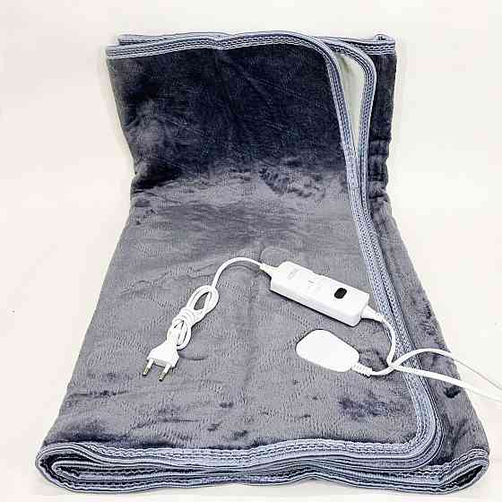 Електропростирадло односпальне 70х150 см тепле електро простирадло ковдру з підігрівом в клітинку з регулятором сірий FM-20 Львів