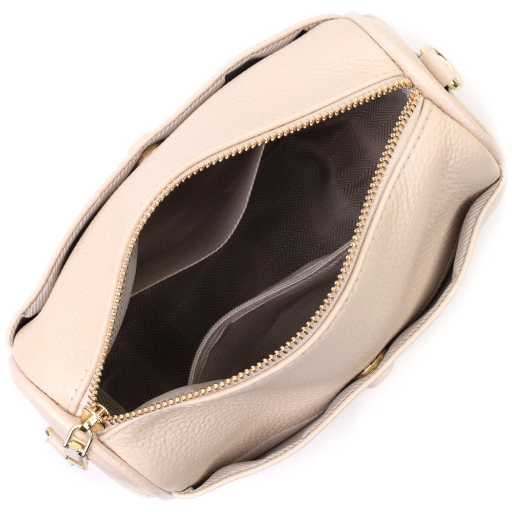 Компактна сумка крос-боді для жінок з натуральної шкіри на кожен день Vintage 22591 Біла Київ - фото 9