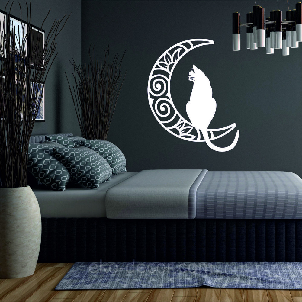 Декоративное настенное Панно «Кот на луне» Декор на стену 50*40 см, Белый Киев - изображение 2