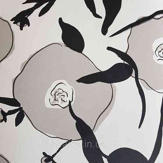 Шпалери флізелінові еко Khroma Zoom Goja 0.53х10.05 м абстракція квіти сірі чорні на білому Київ