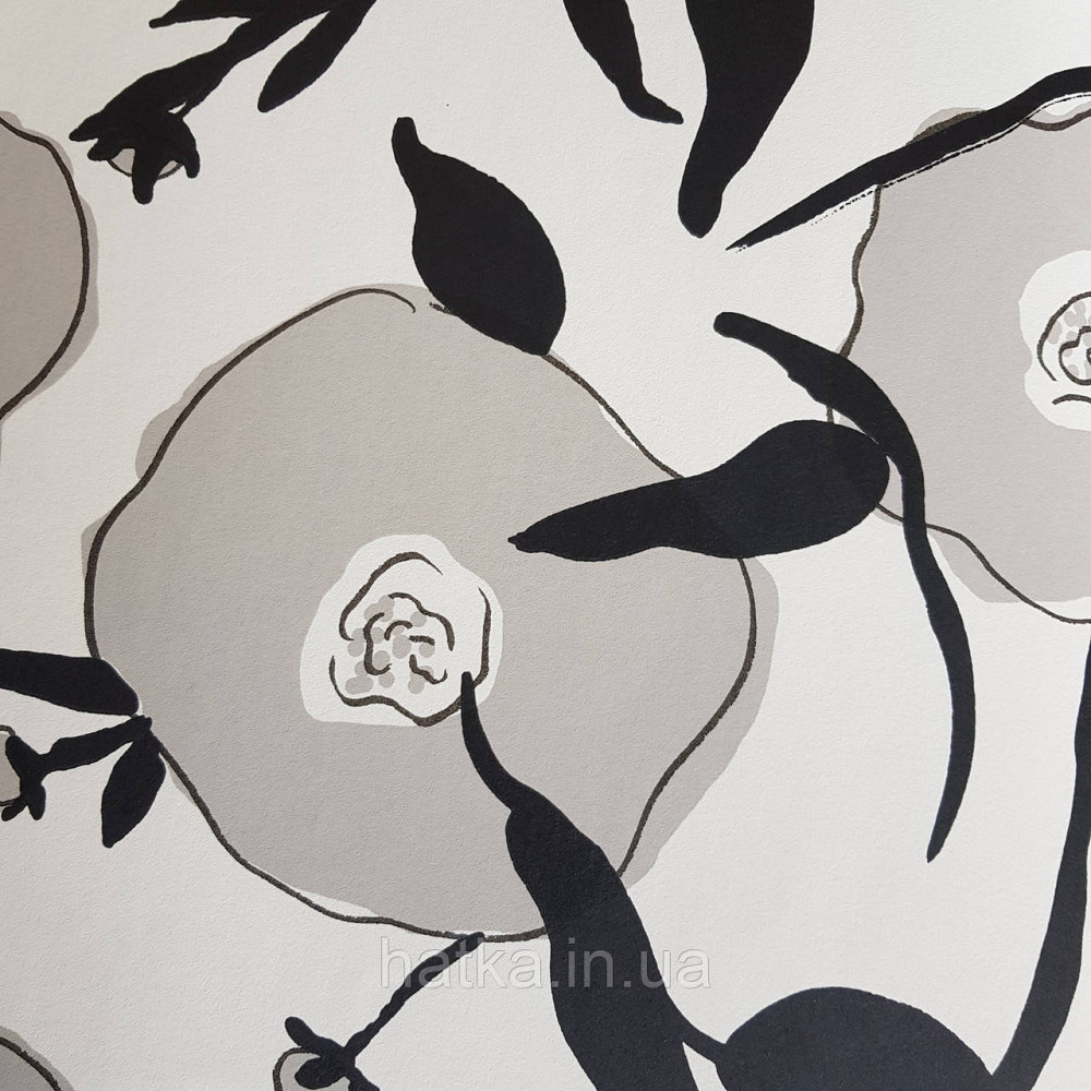 Шпалери флізелінові еко Khroma Zoom Goja 0.53х10.05 м абстракція квіти сірі чорні на білому Київ - фото 2