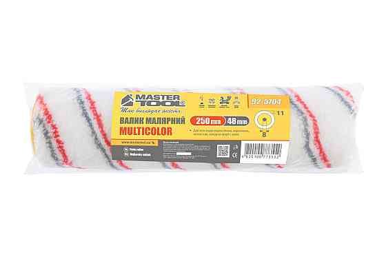 Валик малярный MASTERTOOL Multicolor 48/250/11 мм Ø 8 мм 92-5704 Ровно