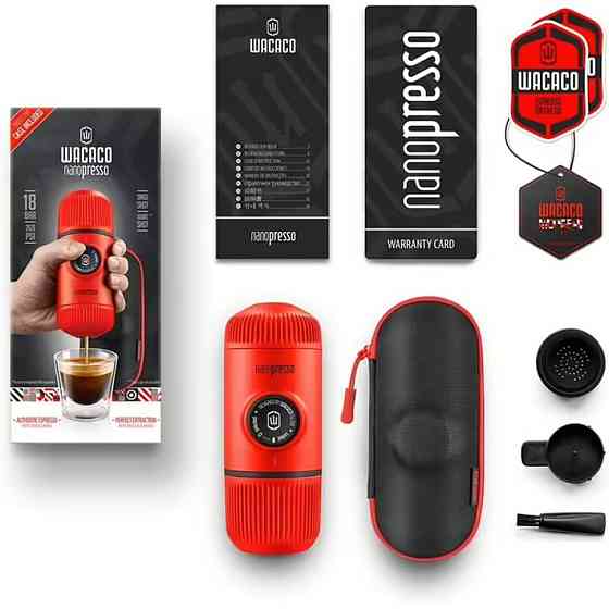 Эспрессо-кофеварка Wacaco Nanopresso 18 бар 80мл с чехлом Красный Винница