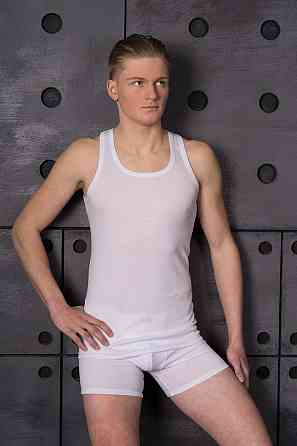 Майка чоловіча з бавовни 100% бавовна Lans 11/002 3X, Натільний, Білий Київ