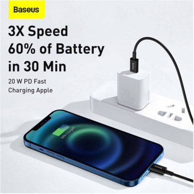 Дата кабель USB-C to Lightning 1.0m 20W Superior Series Black Baseus (CATLYS-A01) Вінниця - фото 8