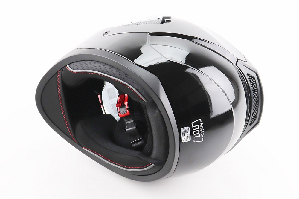 Шолом інтеграл, закритий (сертифікація DOT)+відкидні окуляри BLD-M67 L (59-60см), ЧОРНИЙ глянець Киев - изображение 2