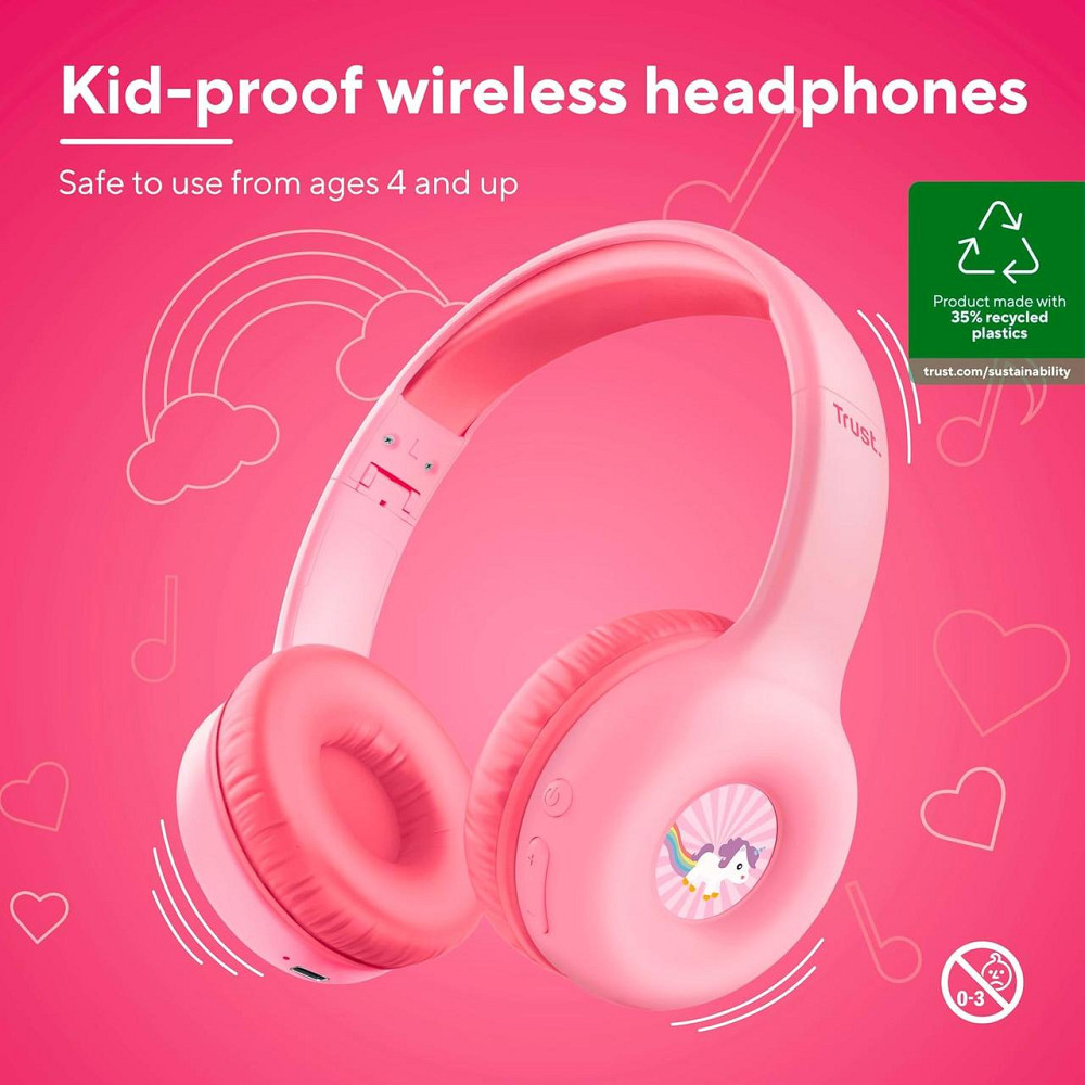 Bluetooth-гарнітура Trust On-ear Nouna Kids, Wireless Pink (25274) ( 15599 ) Харків - фото 9