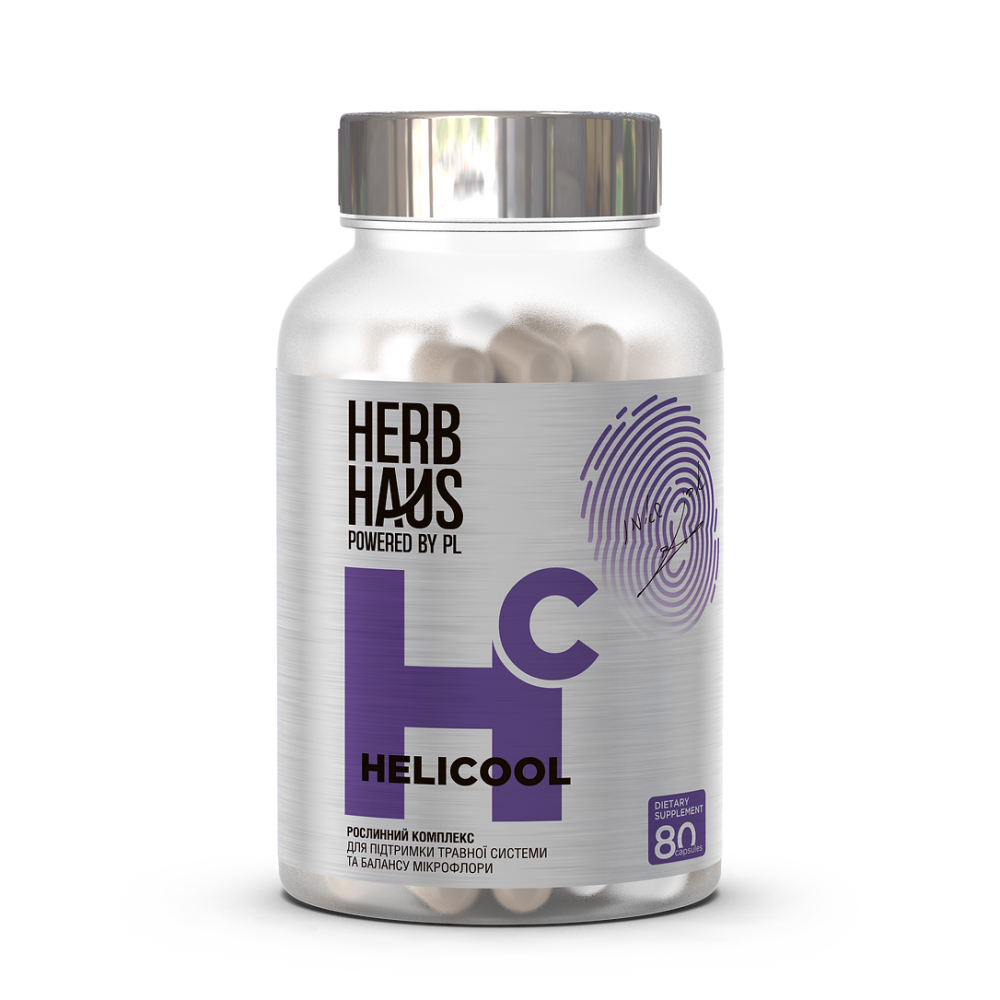 Диетическая добавка для поддержки пищеварительной системы и баланса микрофлоры HELICOOL HerbHaus  капсулы №80 Днепр - изображение 1