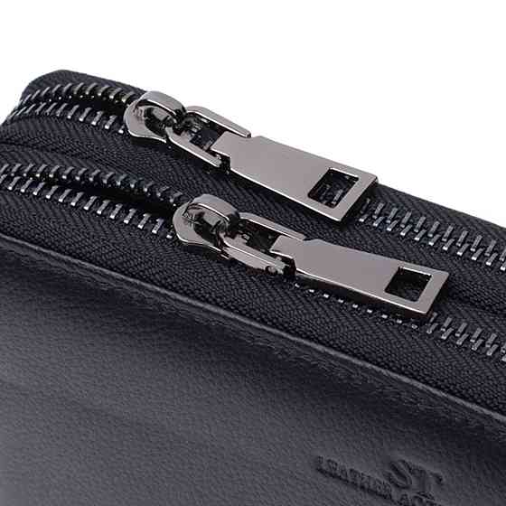 Чоловічий клатч на два відділення із натуральної шкіри ST Leather 22684 Чорний Київ