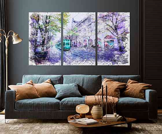 Модульная картина в гостиную / спальню  Місцевий колорит   ART-222_3A 70х130 см Киев