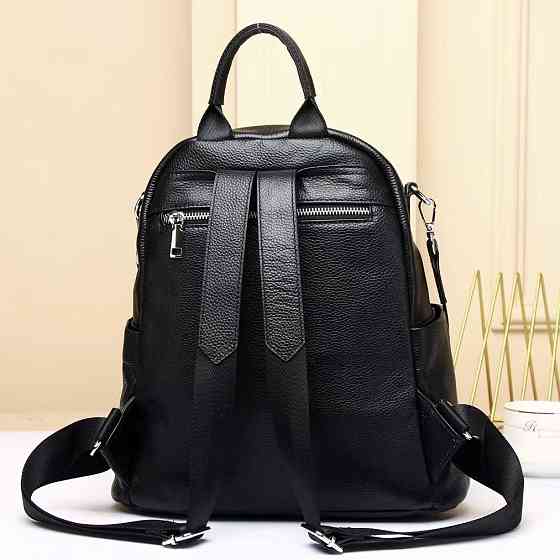 Шкіряний жіночий рюкзак з шахматним візерунком, чорний Київ