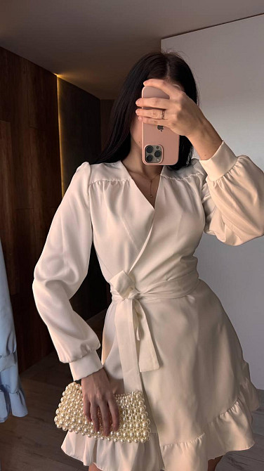 Женское романтическое платье на запах костюмка. Молочный Одесса - изображение 7