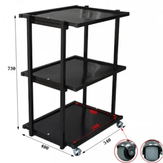 Косметологическая тележка металлическая на колесах Профи UK-01 Черный Киев