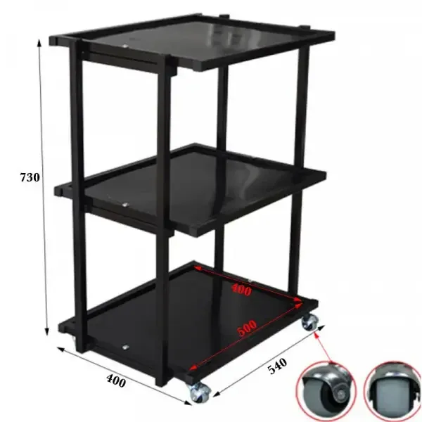 Косметологічний візок металевий на колесах Профі UK-01 Чорний Київ - фото 4