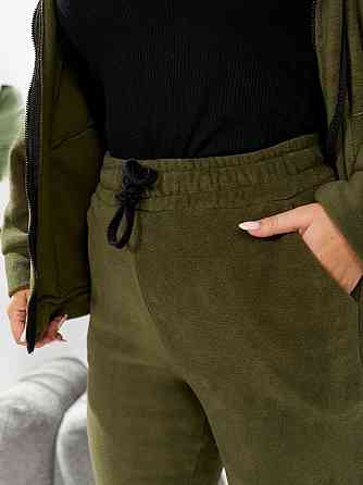 Жіночий теплий костюм-двійка: кофта та штани батал двосторонній фліс Полар Хакі, 58/60 Одеса