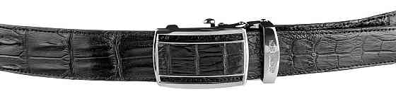 Ремень-автомат CROCODILE LEATHER 18236 из натуральной кожи крокодила (каймана) Черный Киев