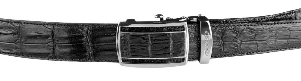 Ремень-автомат CROCODILE LEATHER 18236 из натуральной кожи крокодила (каймана) Черный Киев - изображение 2