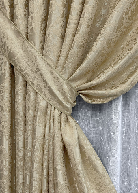 Комплект готовых штор VR-Textil Лен мрамор Pavliani ХО № 1270ш Бежевый 150х280 см 2 шт (33-0099) Киев - изображение 13