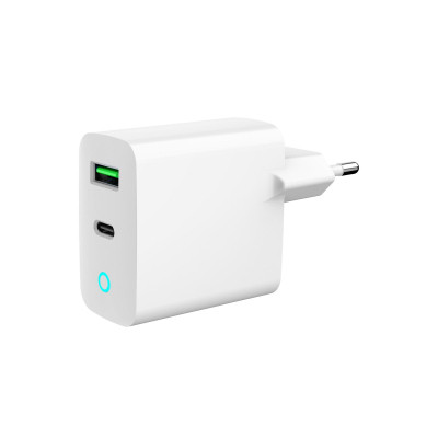 Зарядний пристрій Gembird 1xUSB-A + 1 Type-C (PD20Вт + QC3.0 18Вт) white (TA-UC-PDQC20L-W-01) Вінниця - фото 1