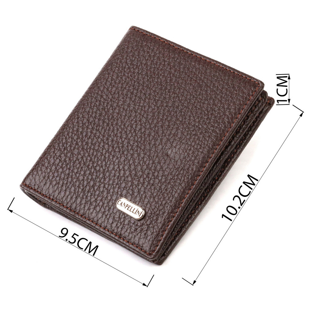 Компактное портмоне для мужчин из натуральной зернистой кожи CANPELLINI 21740 Коричневое Киев - изображение 8