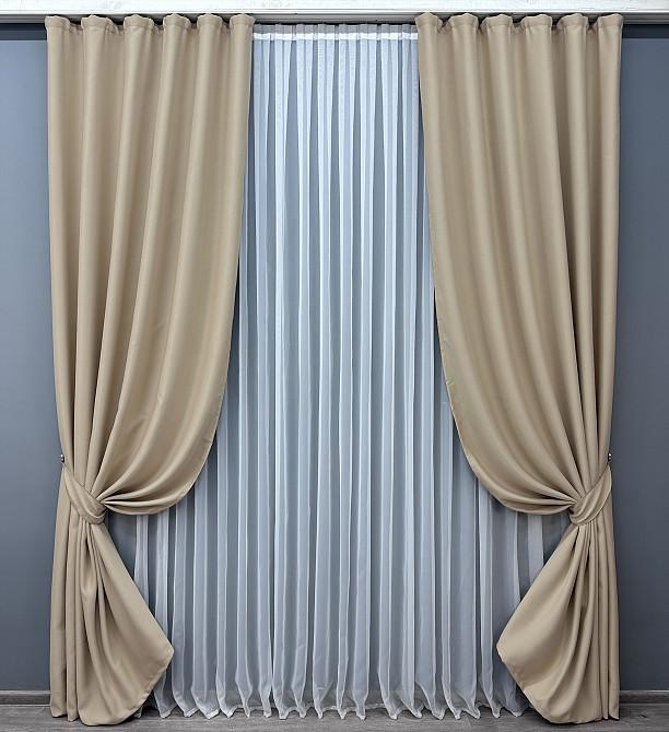 Комплект готових штор VR-Textil Bagema Rvs № 1545ш Бежевий 100х270 см 2 шт (31-765) Київ - фото 2