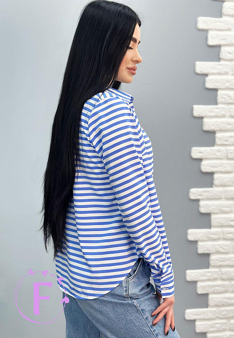 Сорочка з довгими рукавами "Strike" оптом | Батал | Розпродаж моделі 50-52, Блакитна смужка Київ - фото 2