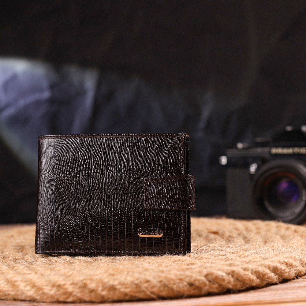 Небольшой мужской кошелек из натуральной фактурной кожи CANPELLINI 21507 Коричневый Киев - изображение 8