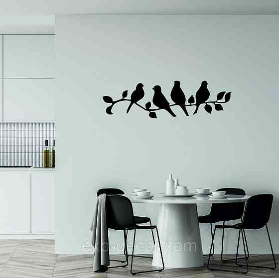 Декоративне настінне Панно  «Птахи» , Декор на стіну 90*26 см, Чорний Київ