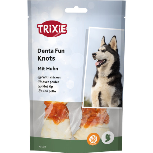 Лакомство Trixie Denta Fun для собак Косточка для чистки зубов с курицей 11 см 70 г 2 шт Киев - изображение 1