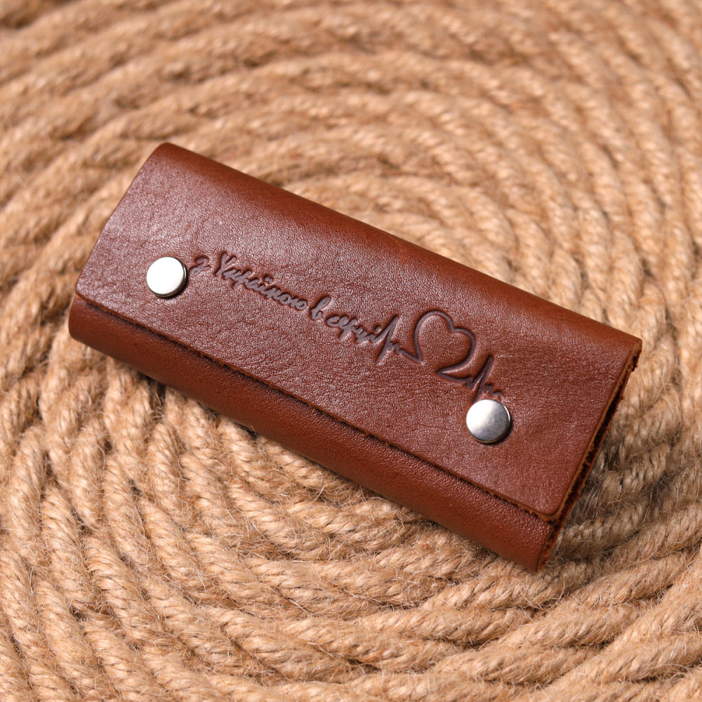 Превосходная ключница в глянцевой коже Сердце GRANDE PELLE 16721 Светло-коричневая Киев - изображение 1