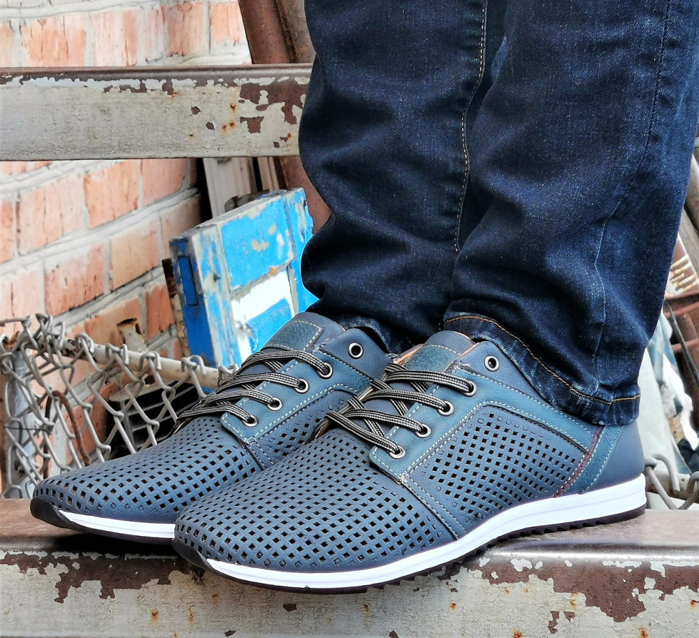 Мужские Мокасины Летние Синие Кроссовки Сеточка Серые (размеры: 40,41) Видео Обзор - 01-3 Днепр - изображение 7