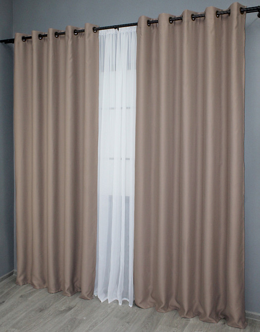 Комплект штор на люверсах VR-Textil Bagema Rvs № 1242ш 150х250 см 2 шт Какао (37-0111) Киев - изображение 4