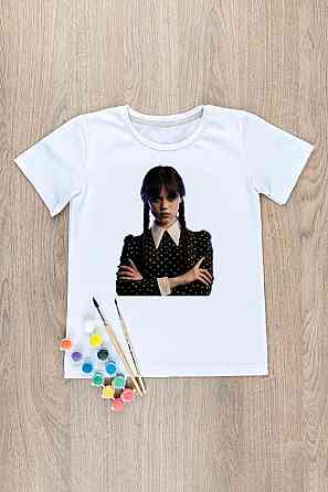 Футболка-розмальовка дитяча Уэнздей , топ Крохатушка одяг Київ