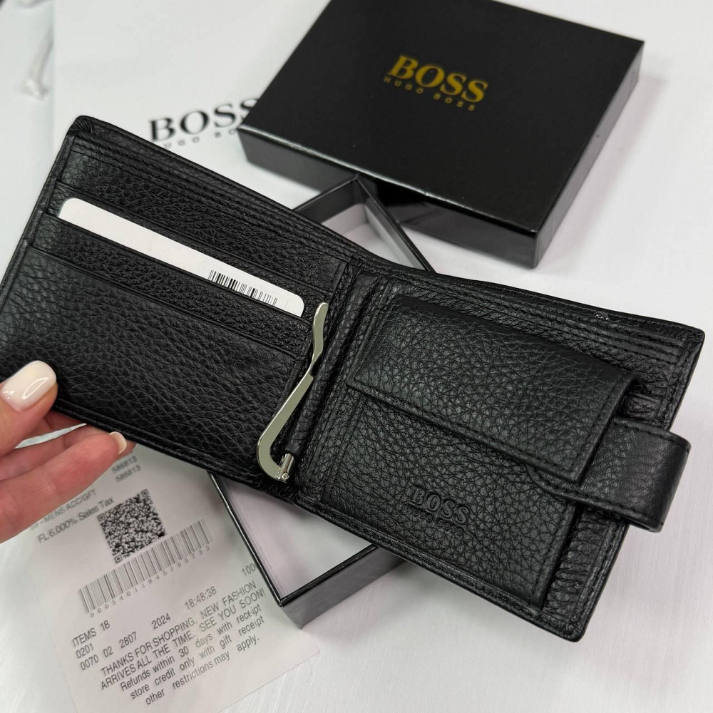Брендовый зажим из натуральной кожи на застежке Boss (6603) Киев - изображение 6