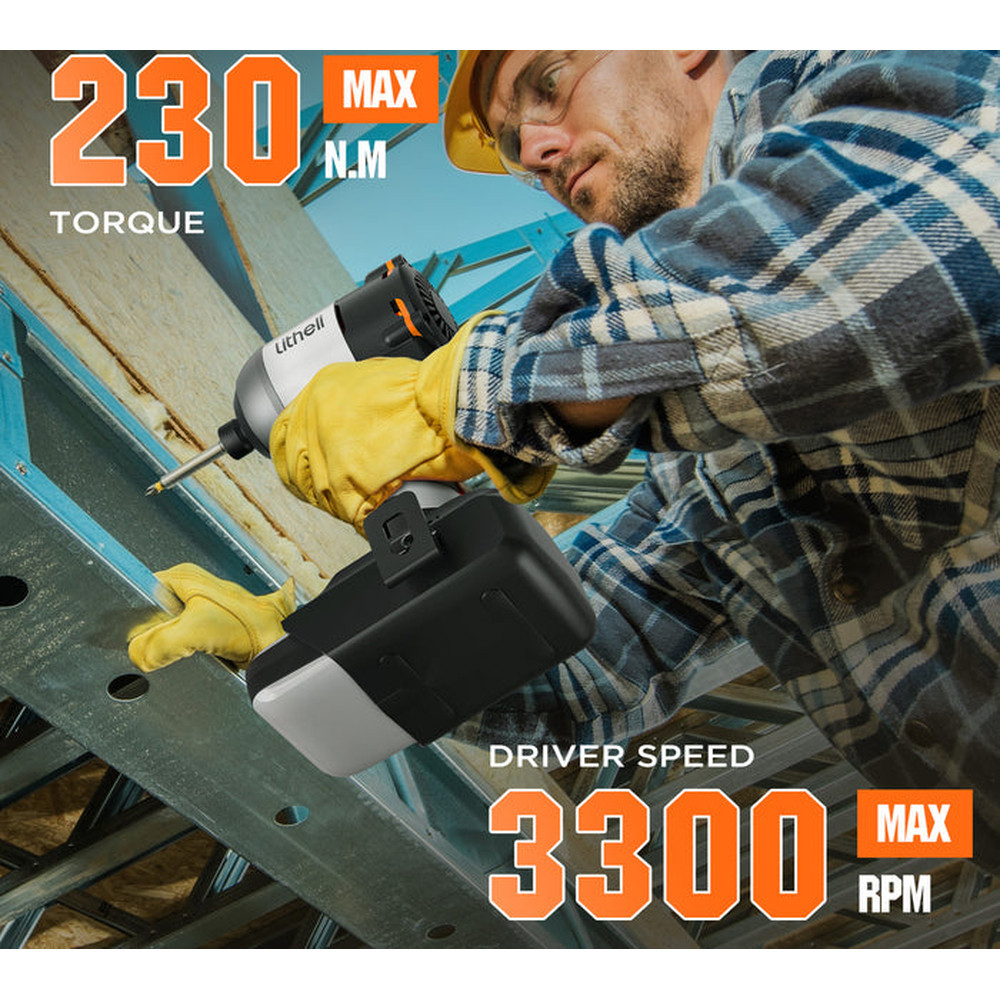 Акумуляторний ударний гвинтоверт Litheli безщітковий, живлення від павербанку (УМБ Litheli Power Bank 10000 mAh, 45 W, 2А в Київ - фото 2