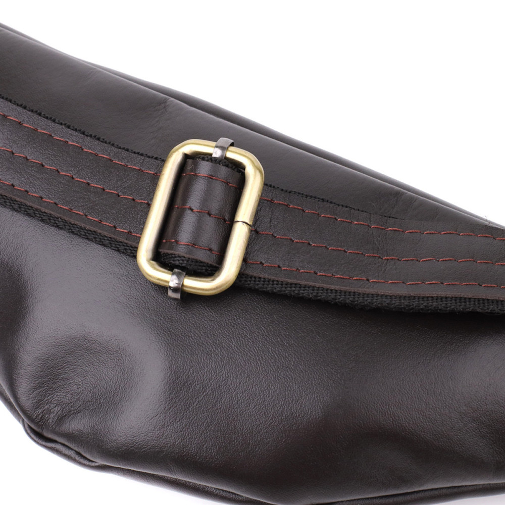 Бананка для чоловіків з гладкої натуральної шкіри Shvigel 23135 Коричневий Київ - фото 5