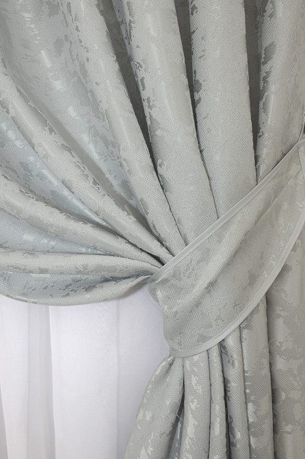 Комплект готових штор VR-Textil Льон мармур Pavliani ХО № 1263ш Світло-сірий 200х280 см 2 шт (32-072) Київ - фото 5